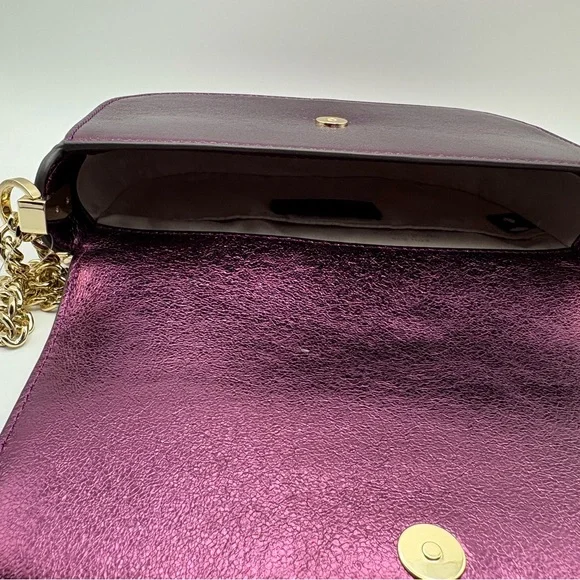 Kate Spade Dark Raspberry Krista Metallic Chain Flap Crossbody - Picture 4 of 4